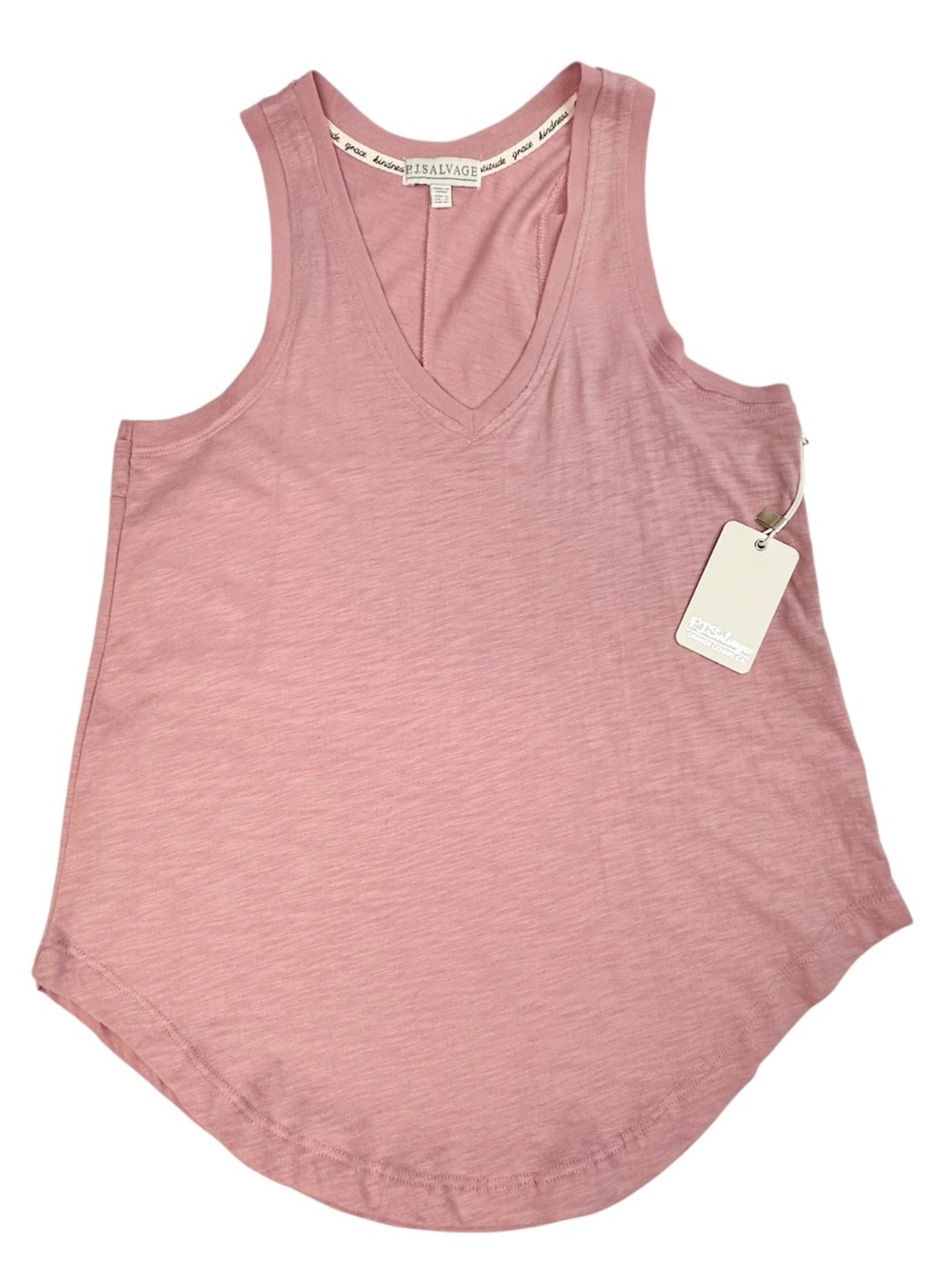 PJ Salvage Back To Basics Solid V-Neck Tank in Lilac Rose Small - Picture 5 of 10
